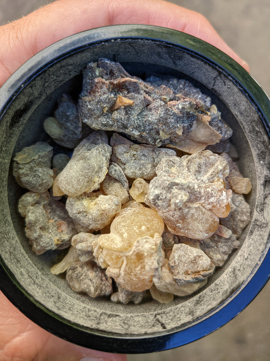 Jar of frankincense resin